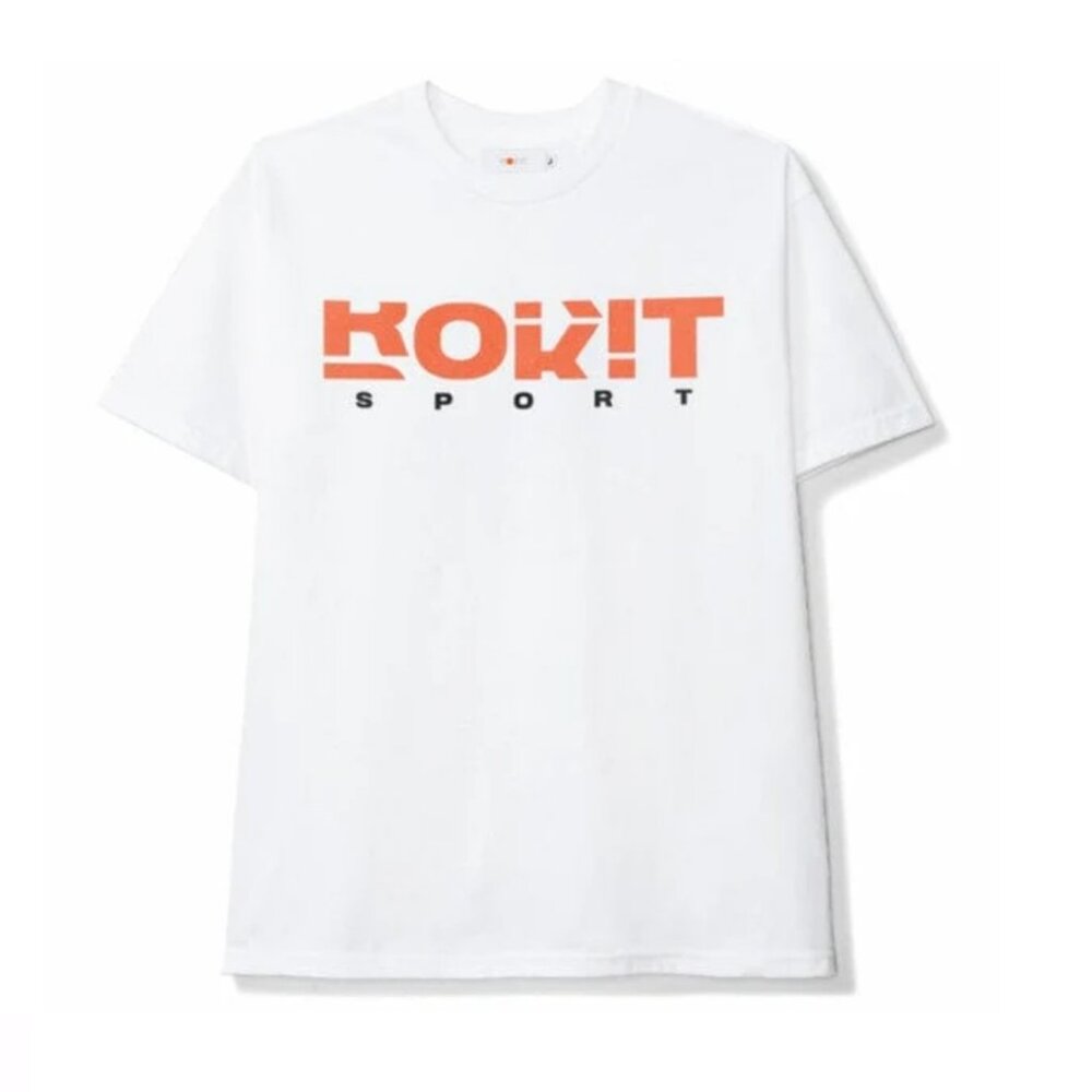 Rokit Sport T-Shirt sz Small Short Sleeve Men's White Orange Print Cotton Casual
